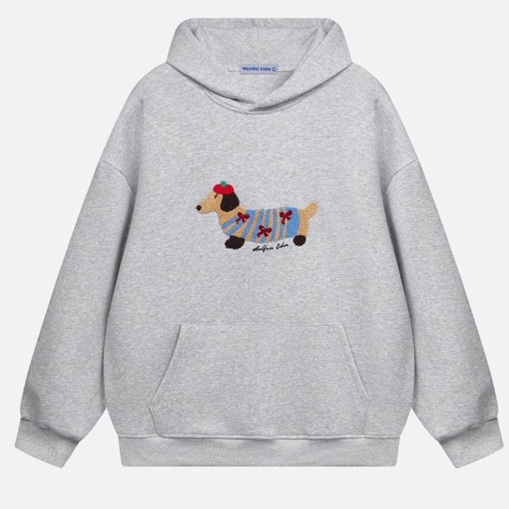 Aelfric Eden Gray Cartoon Dachshund Hoodie